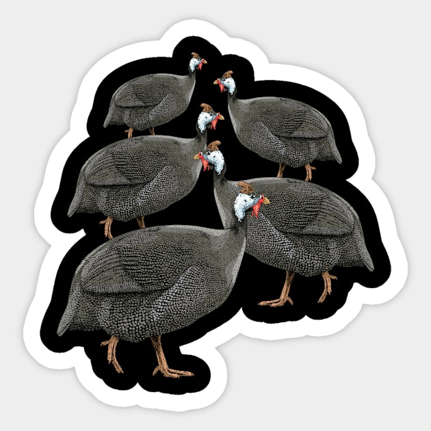 Guinea Fowl Bird Hens Animal Herd Farming Funny Chicken Lover Farmer Tshirt For Men Women Sticker by Norine Linan 